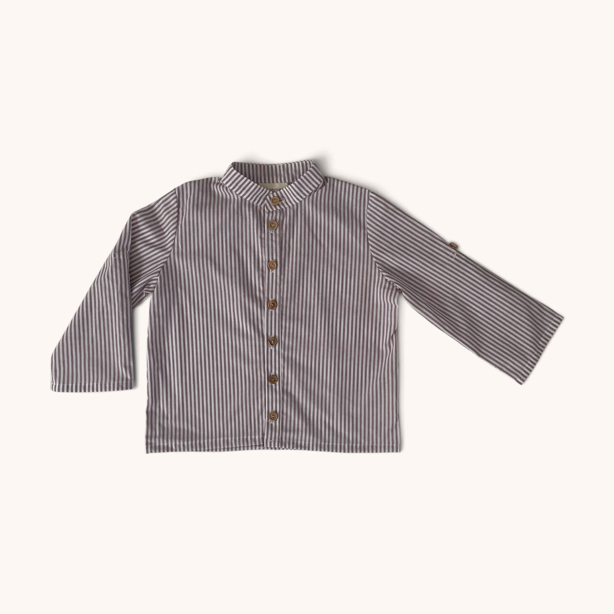 Mauve weiß gestreiftes Trachtenhemd Franz für Jungen mit klassischem Hemdkragen