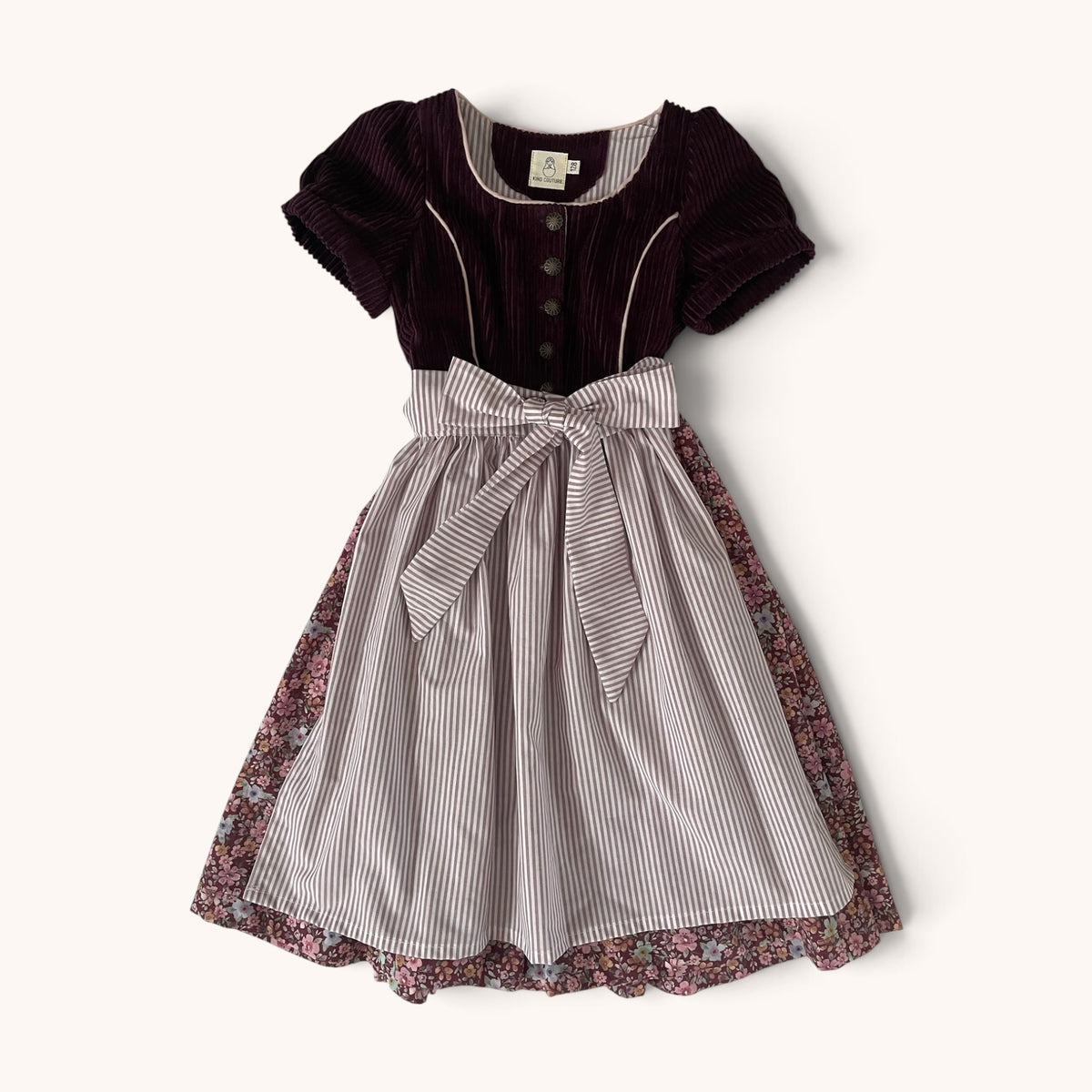 Dirndl Annie für Mädchen in Mauve und Weiß, Vorderansicht